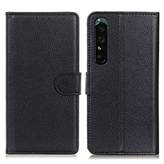 Funda de Cuero Cartera con Soporte Carcasa A03D para Sony Xperia 1 IV Negro