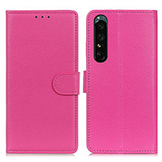 Funda de Cuero Cartera con Soporte Carcasa A03D para Sony Xperia 1 IV Rosa Roja