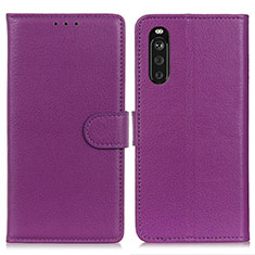 Funda de Cuero Cartera con Soporte Carcasa A03D para Sony Xperia 10 III Lite Morado