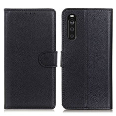 Funda de Cuero Cartera con Soporte Carcasa A03D para Sony Xperia 10 III Lite Negro