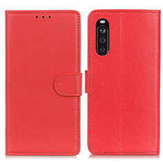 Funda de Cuero Cartera con Soporte Carcasa A03D para Sony Xperia 10 III SO-52B Rojo