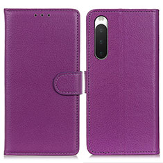 Funda de Cuero Cartera con Soporte Carcasa A03D para Sony Xperia 10 IV SO-52C Morado