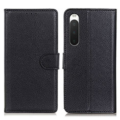 Funda de Cuero Cartera con Soporte Carcasa A03D para Sony Xperia 10 IV SOG07 Negro