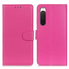 Funda de Cuero Cartera con Soporte Carcasa A03D para Sony Xperia 10 IV SOG07 Rosa Roja