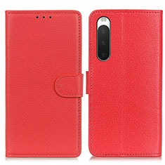 Funda de Cuero Cartera con Soporte Carcasa A03D para Sony Xperia 10 V Rojo