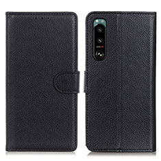 Funda de Cuero Cartera con Soporte Carcasa A03D para Sony Xperia 5 III Negro