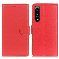 Funda de Cuero Cartera con Soporte Carcasa A03D para Sony Xperia 5 III Rojo