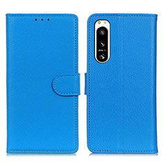 Funda de Cuero Cartera con Soporte Carcasa A03D para Sony Xperia 5 IV Azul Cielo