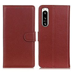 Funda de Cuero Cartera con Soporte Carcasa A03D para Sony Xperia 5 IV Marron