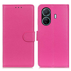 Funda de Cuero Cartera con Soporte Carcasa A03D para Vivo iQOO Z6 Pro 5G Rosa Roja