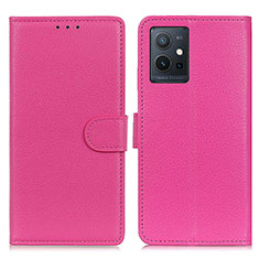 Funda de Cuero Cartera con Soporte Carcasa A03D para Vivo T1 5G India Rosa Roja