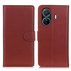 Funda de Cuero Cartera con Soporte Carcasa A03D para Vivo T1 Pro 5G Marron