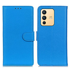 Funda de Cuero Cartera con Soporte Carcasa A03D para Vivo V23 5G Azul Cielo