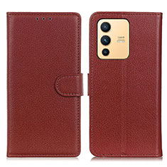 Funda de Cuero Cartera con Soporte Carcasa A03D para Vivo V23 5G Marron