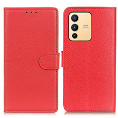 Funda de Cuero Cartera con Soporte Carcasa A03D para Vivo V23 5G Rojo