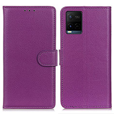 Funda de Cuero Cartera con Soporte Carcasa A03D para Vivo Y21e Morado