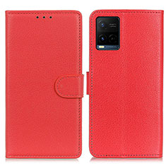 Funda de Cuero Cartera con Soporte Carcasa A03D para Vivo Y32 4G Rojo