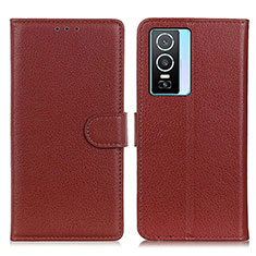 Funda de Cuero Cartera con Soporte Carcasa A03D para Vivo Y74s 5G Marron