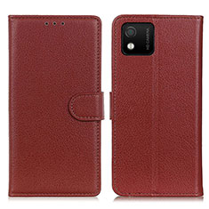 Funda de Cuero Cartera con Soporte Carcasa A03D para Wiko Y52 Marron