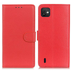 Funda de Cuero Cartera con Soporte Carcasa A03D para Wiko Y82 Rojo