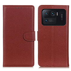 Funda de Cuero Cartera con Soporte Carcasa A03D para Xiaomi Mi 11 Ultra 5G Marron