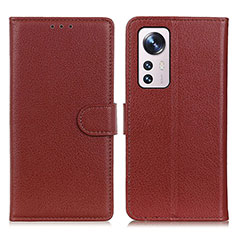 Funda de Cuero Cartera con Soporte Carcasa A03D para Xiaomi Mi 12 5G Marron