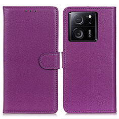 Funda de Cuero Cartera con Soporte Carcasa A03D para Xiaomi Mi 13T Pro 5G Morado