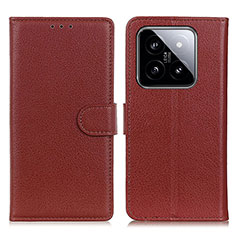 Funda de Cuero Cartera con Soporte Carcasa A03D para Xiaomi Mi 14 5G Marron