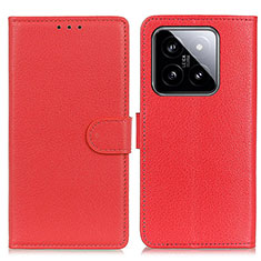 Funda de Cuero Cartera con Soporte Carcasa A03D para Xiaomi Mi 14 Pro 5G Rojo