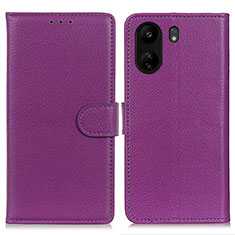 Funda de Cuero Cartera con Soporte Carcasa A03D para Xiaomi Poco C65 Morado