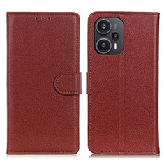 Funda de Cuero Cartera con Soporte Carcasa A03D para Xiaomi Poco F5 5G Marron