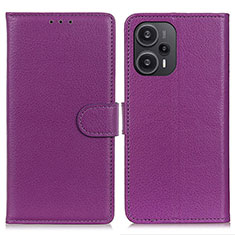 Funda de Cuero Cartera con Soporte Carcasa A03D para Xiaomi Poco F5 5G Morado