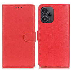 Funda de Cuero Cartera con Soporte Carcasa A03D para Xiaomi Poco F5 5G Rojo