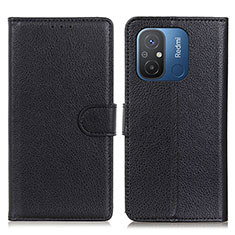 Funda de Cuero Cartera con Soporte Carcasa A03D para Xiaomi Redmi 12C 4G Negro