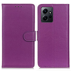 Funda de Cuero Cartera con Soporte Carcasa A03D para Xiaomi Redmi Note 12 4G Morado