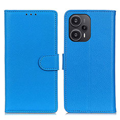 Funda de Cuero Cartera con Soporte Carcasa A03D para Xiaomi Redmi Note 12 Turbo 5G Azul Cielo