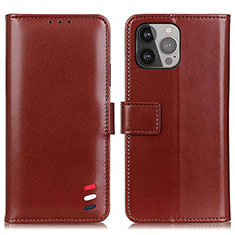 Funda de Cuero Cartera con Soporte Carcasa A04 para Apple iPhone 13 Pro Max Marron