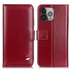 Funda de Cuero Cartera con Soporte Carcasa A04 para Apple iPhone 13 Pro Rojo