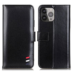 Funda de Cuero Cartera con Soporte Carcasa A04 para Apple iPhone 15 Pro Max Negro