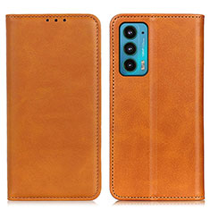 Funda de Cuero Cartera con Soporte Carcasa A04D para Motorola Moto Edge Lite 5G Marron Claro