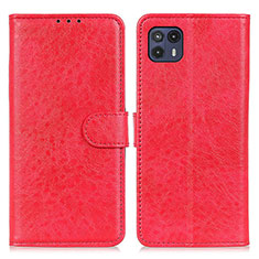 Funda de Cuero Cartera con Soporte Carcasa A04D para Motorola Moto G50 5G Rojo