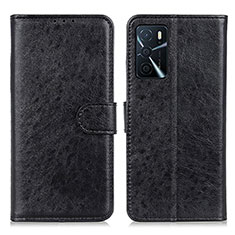 Funda de Cuero Cartera con Soporte Carcasa A04D para Oppo A16 Negro