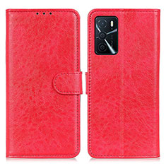 Funda de Cuero Cartera con Soporte Carcasa A04D para Oppo A16s Rojo