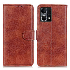 Funda de Cuero Cartera con Soporte Carcasa A04D para Oppo F21s Pro 4G Marron