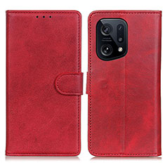 Funda de Cuero Cartera con Soporte Carcasa A04D para Oppo Find X5 5G Rojo