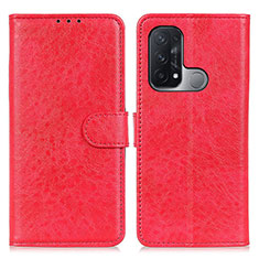 Funda de Cuero Cartera con Soporte Carcasa A04D para Oppo Reno5 A Rojo