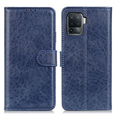 Funda de Cuero Cartera con Soporte Carcasa A04D para Oppo Reno5 F Azul