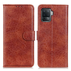 Funda de Cuero Cartera con Soporte Carcasa A04D para Oppo Reno5 F Marron