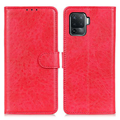 Funda de Cuero Cartera con Soporte Carcasa A04D para Oppo Reno5 Lite Rojo