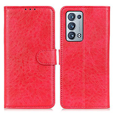 Funda de Cuero Cartera con Soporte Carcasa A04D para Oppo Reno6 Pro 5G Rojo